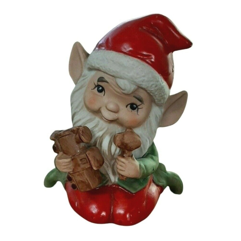 3 Vintage Homco Elf elves Christmas #5406 ceramic toymaker train doll - Picture 6 of 6